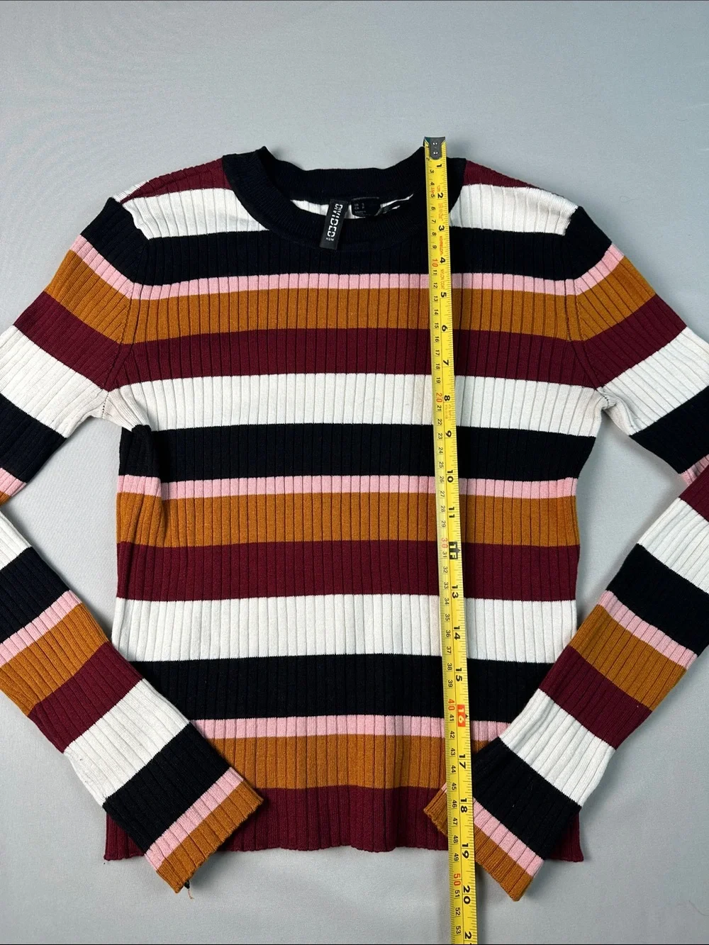 Women’s Striped Ribbed Sweater Long Sleeve Crewneck